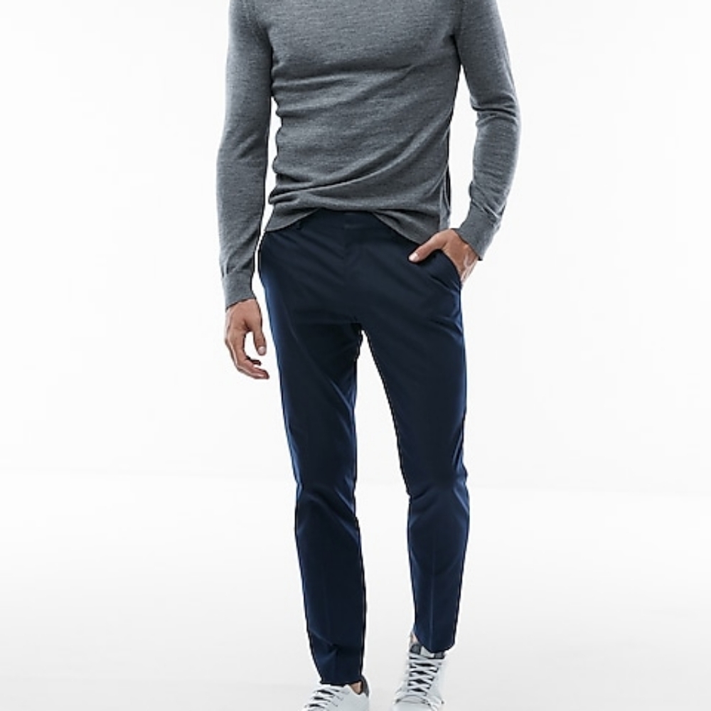 Express Extra Slim Navy Cotton Blend Stretch Suit Pant